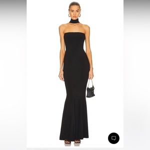 Norma Kamali Black Strapless Turtle Gown